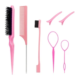 7 pieces Multifunctional Eyebrow Brush Hair Wax Trimming Comb Steel Pin Pointed Tail Picking Comb Beating Fixed Rat Tail Comb