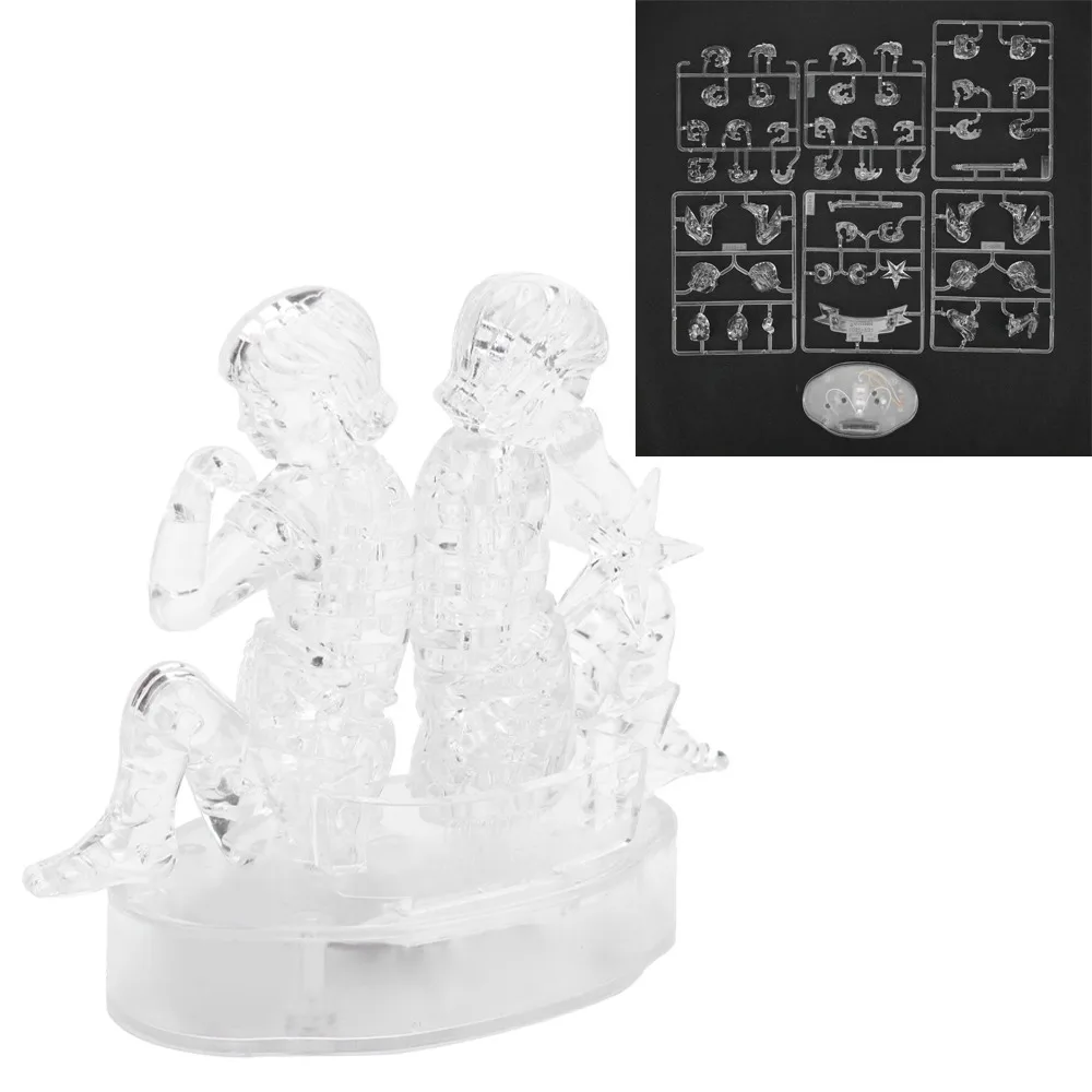 Creative Gemini Shape Constellations Crystal Puzzle Three-Dimensional DIY Crystal Puzzle Jigsaw LED Light Puzzle Night Light Use