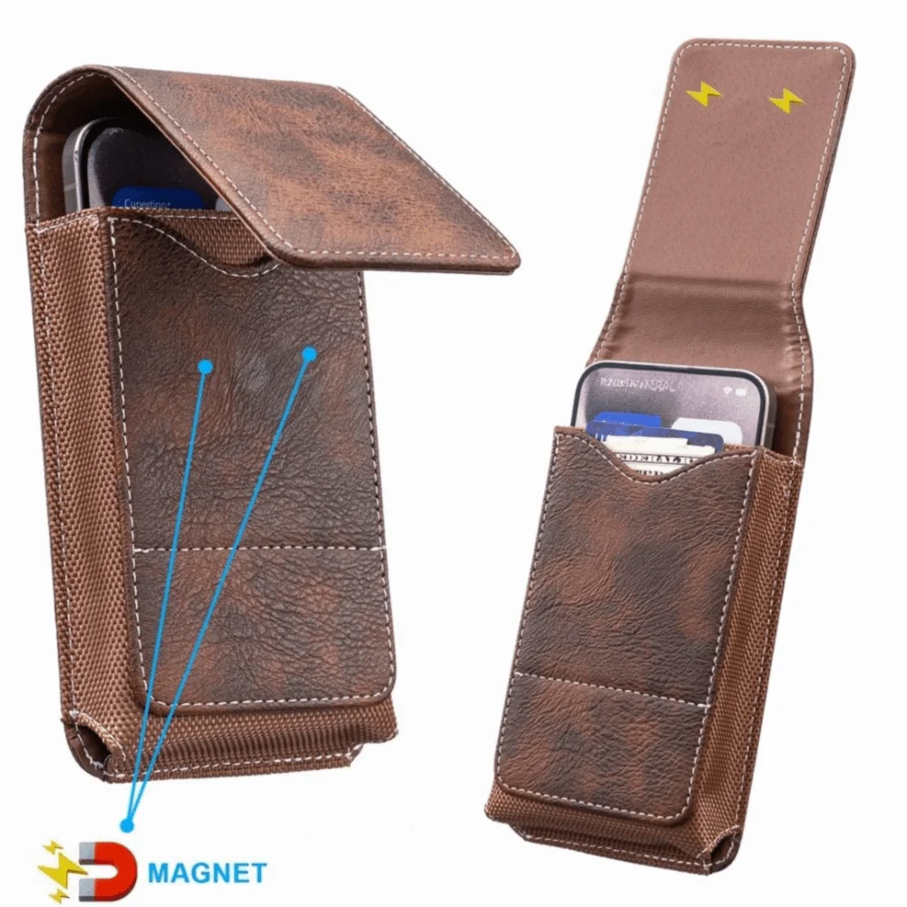Iron Buckle Card Slot Phone Waist Pack PU Leather Vertical Phone Belt Clip New Durable Belt Hanging Pouch Universal Use