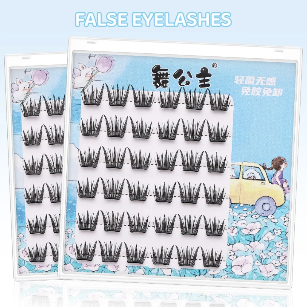 Popular With Jelly Glue Strips Segmented False Eyelashes Multiple Styles Handmade Fake Lashes DIY Glue Free Lash Clusters Men