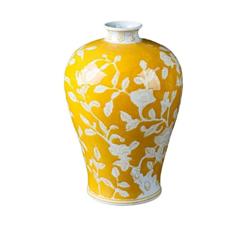 

Rich Huanglan Shipping Ornament, Entrance Living Room Vase Yellow New Chinese Ornament