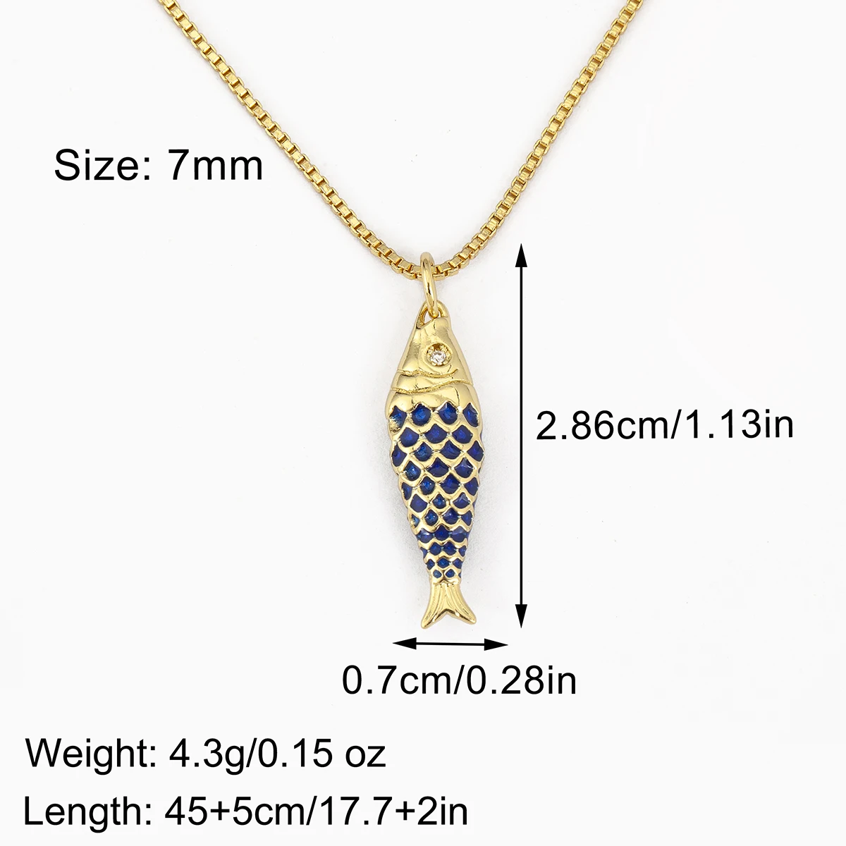 Nidin New Arrival S/L Sizes Enamel Fish Charm Pendant Necklace For Women Fashion Versatile Copper Chain Link Jewelry Gifts