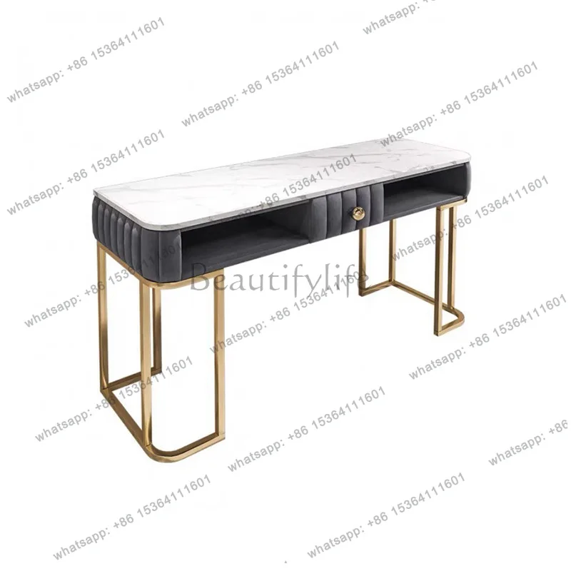 YJ Double Professional Manicure Tables Salon Furniture Designer Manicure Table With Vacuum Cleaner Luxury Nail Tables