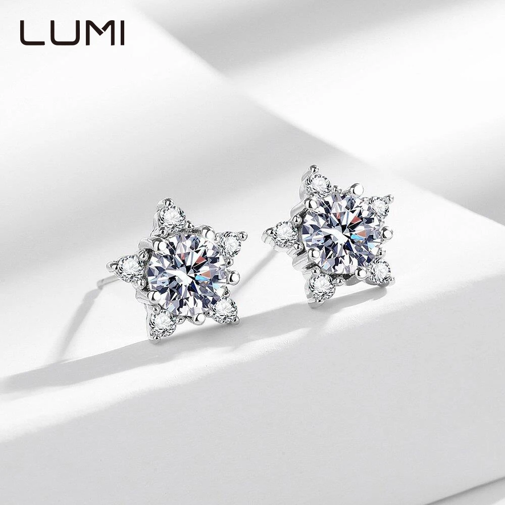 

Fashion Star 925 Silver Stud Earrings 0.5cctw Moissanite - Super Beautiful Female Ear Buckles Luxury Party Wedding Jewelry