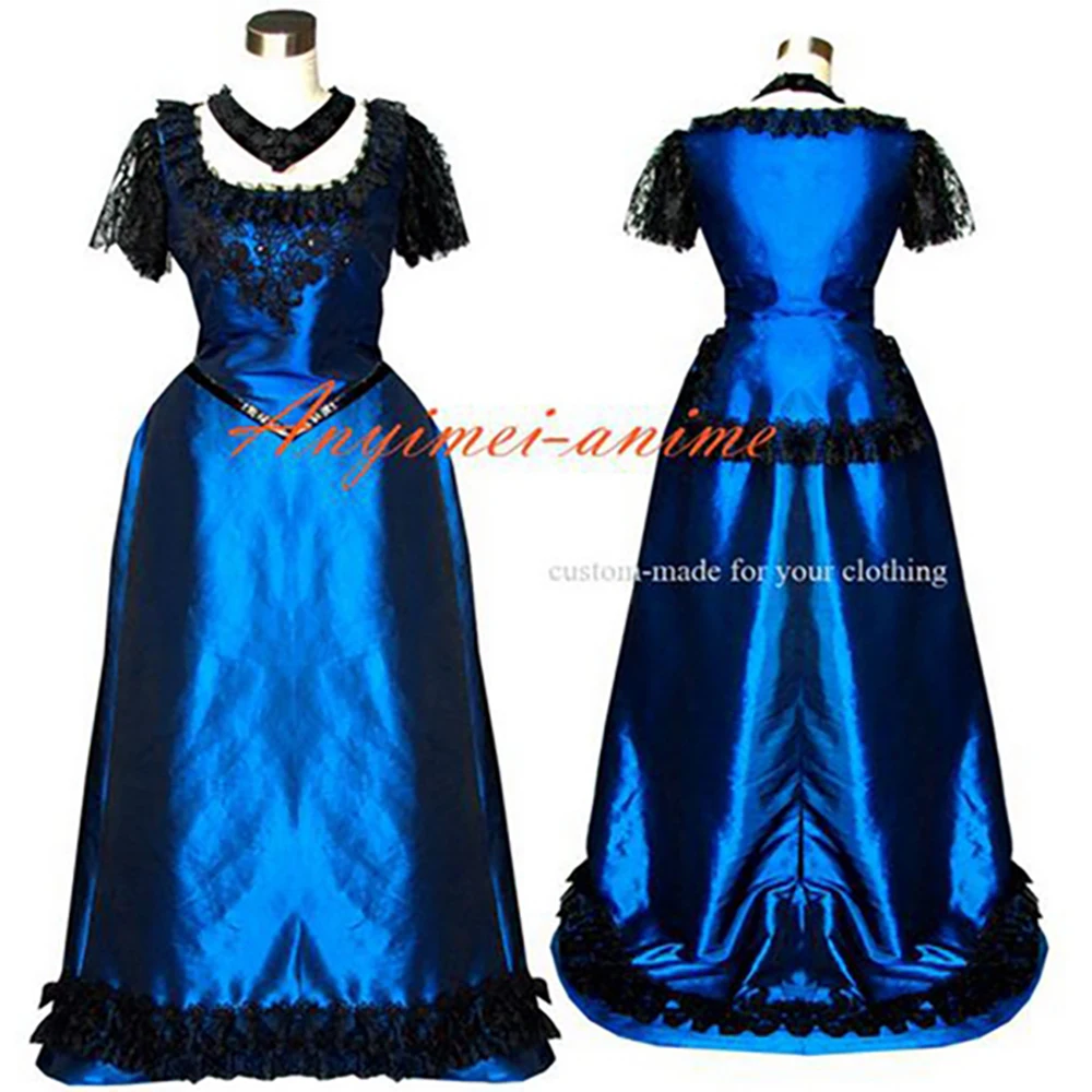 fondcosplay Victorian Rococo Medieval Gown Blue Ball blue Taffeta Dress Gothic Punk Cosplay Costume CD/TV[G532]