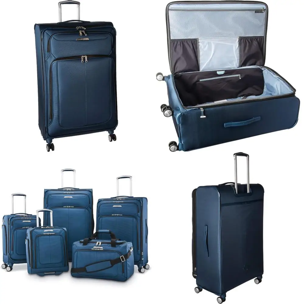 

expandable softside spinner luggage in mediterranean blue, 29-inch checked-large