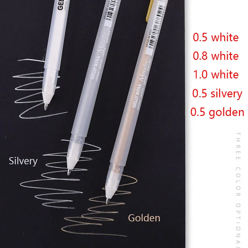 Imagem -02 - Sakura Gelly Rolo Gel Pen Gold Silver Highlighter Marker Manga Pen Art Supplies Papelaria Japonês 0.5 0.8 1.0 mm Pcs Set