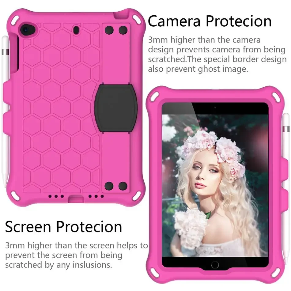 For ipad mini 4 Case for Kids Tablet cover for mini 5 2019 shock proof EVA Stand Cover for Apple ipad mini 2 /mini 3 + strap