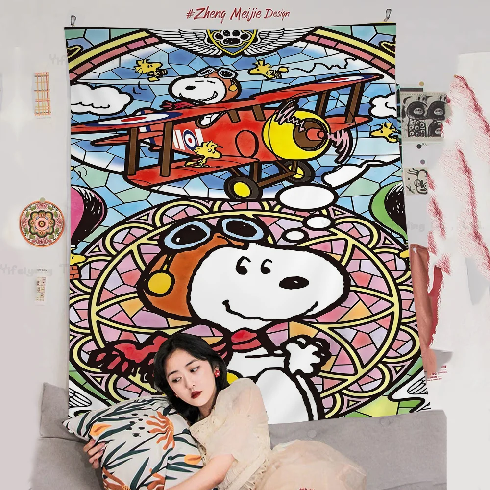 Cartoon Comics S-Snoopy DIY Wall Tapestry Hanging Tarot Hippie Wall Rugs Dorm INS Home Decor