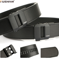 TUSHI Official men Leather Tactical Belt Golden Alloy Buckle Natural Cowhide Jeans Belt Trouser Military Girdle IPSC Accessories
