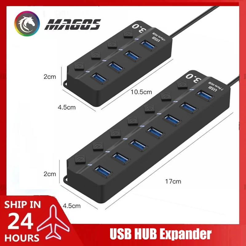 USB 3.0 Splitter Computer Docking Station 4-7 Ports Independent Switch HUB 1 to 7 Extender USB External Device