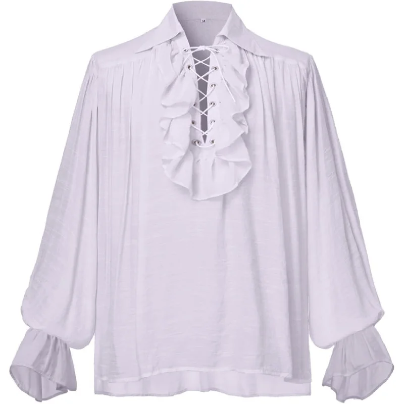 Men Pirate Shirt Women Vampire Renaissance Shirts Victorian Ruffled Medieval Costume Cotton Linen Shirt