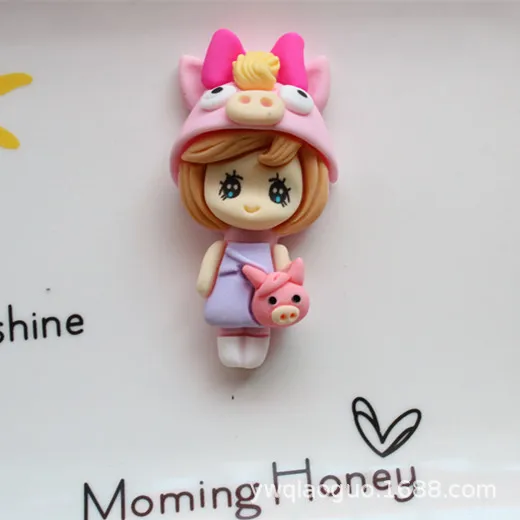 Cartoon Fridge Magnet Cute Little Girl Resin Refrigerator Magnets Lovely Princess Wearing A Hat Magnet Home Decor Accessories