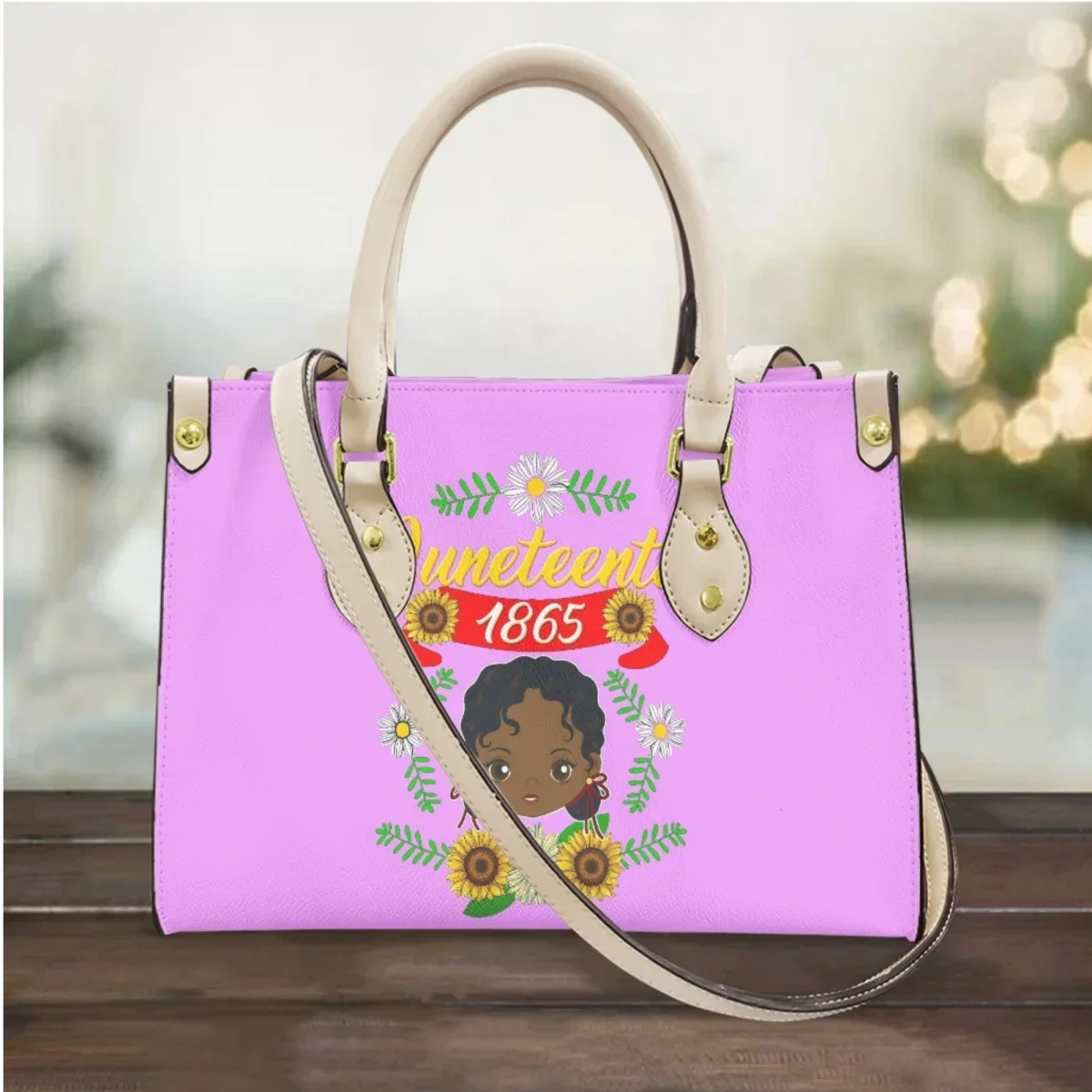 

Long Shoulder Strap Ladies Tote Bags Black History Month Juneteenth 1865 Print Designer Luxury Top Handle Handbags Dropshipping