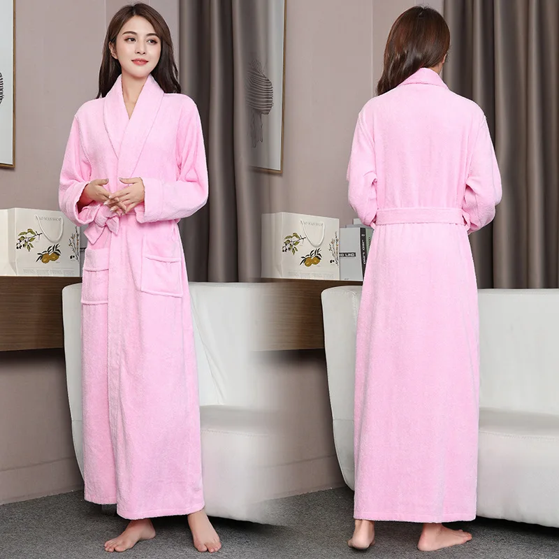 Cotton Bathrobe Kimono Hotel Bathrobe Waffle Female Large Size Spring Autumn Solid Color Women's Sleep & Lounge Sleepwear