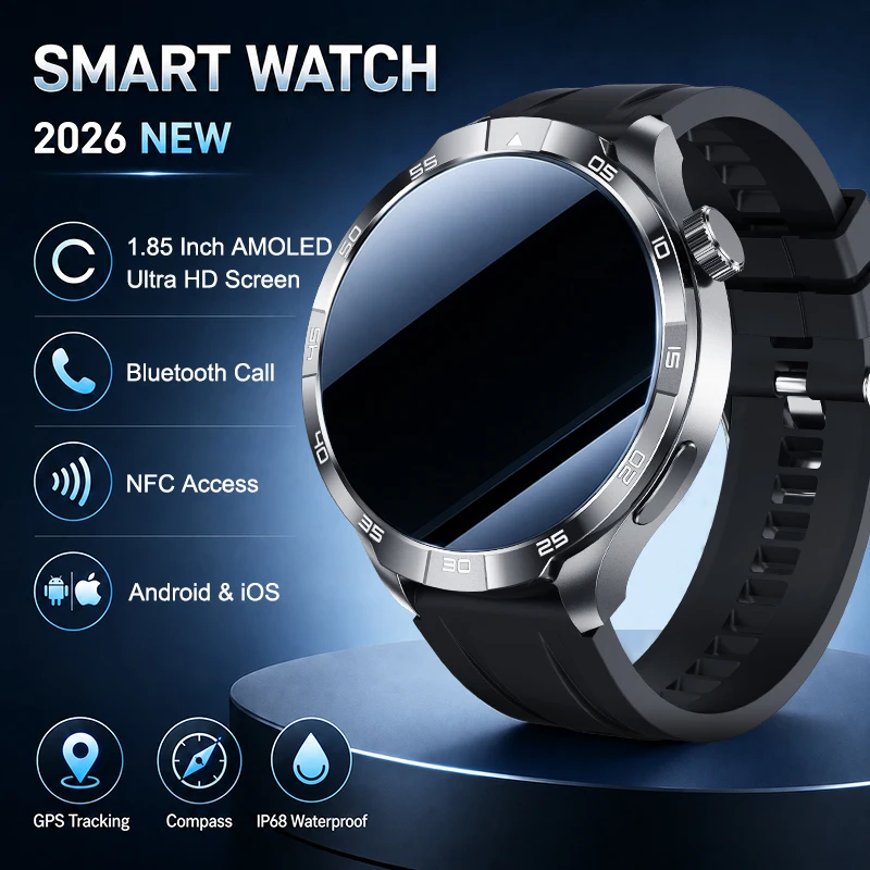 

2026 High-end Sapphire Smart Watch Men AMOLED Screen GPS NFC Compass IP68 Waterproof BT Call Heart rate Sports Smart Watch Women