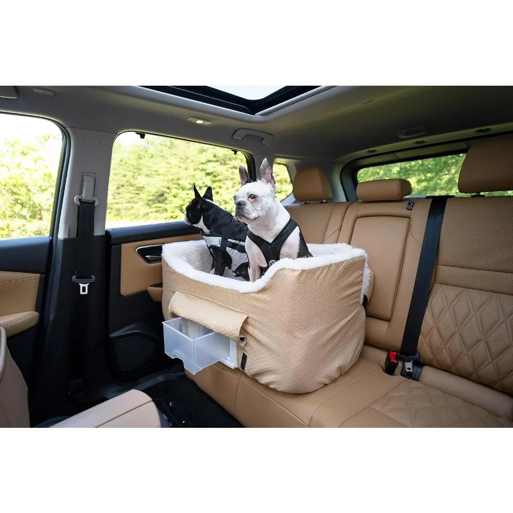 Dog Car Seat with Storage Tray: Dog Booster Car Seat, Medium-sized Dog, Pet Car Seat, Detachable and Washable Cover