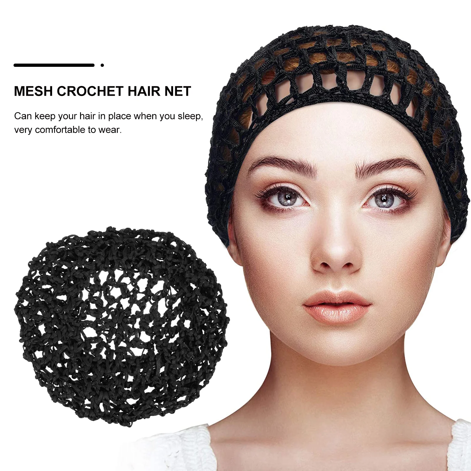 4 PCS Mesh Hair Net Spa Headbands Protection Slumber Women Bonnet Sleep Hat Crochet Short