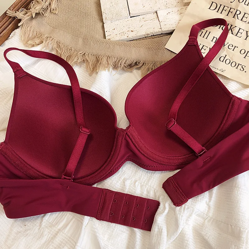 Nahtlose Unterwäsche für Frauen plus Größe BH sexy tief v Push-up Büstenhalter solide drahtlose bequeme 85 90 c d e Tasse Dessous – Detail 21