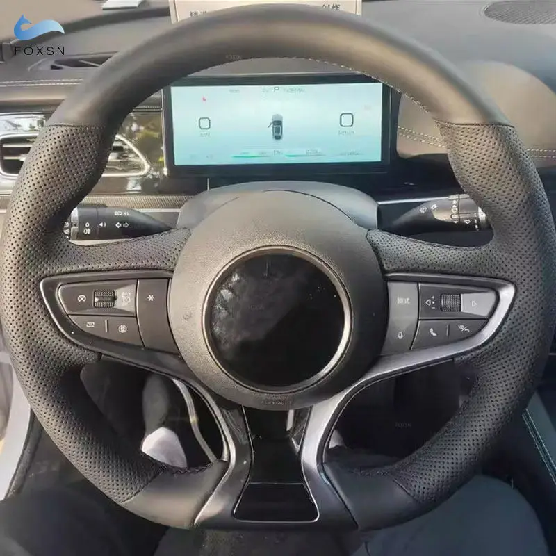Car Inner Accessories Steering Wheel Perforated Microfiber Leather Cover Trim For BYD Seal 06GT 2025 2026 with Needles Threads
