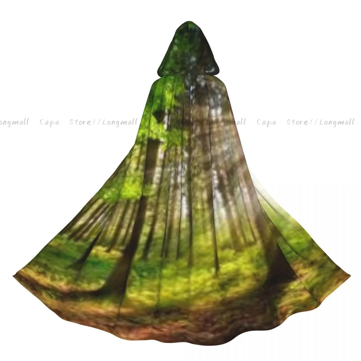 Witch Cloak Panoramic Landscape Rays Of Sunlight Shining Forest Halloween Cosplay Costume Unisex Adult Cloak Retro Ages Cape