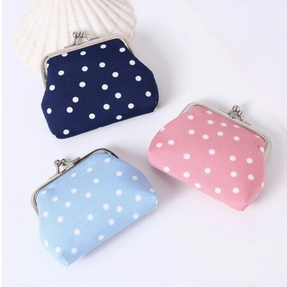 Portable Polka Dot Pattern Coin Purse Hasp Closure Small Lipstick Pouch Multifunctional Wallet Travel Organization