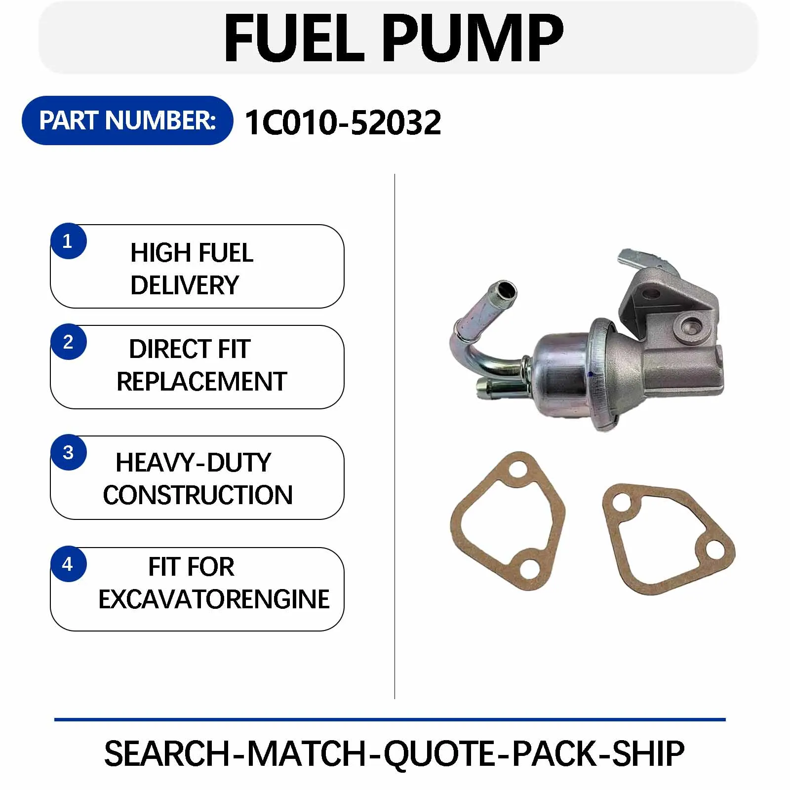 Fuel Pump 1C010-52033 For Kubota M6800 M7040 M8200 M8540 M9000 M9540 M105 M6040 M95 M96 V3300 V3600 Bobcat S330 S300 T300 A300