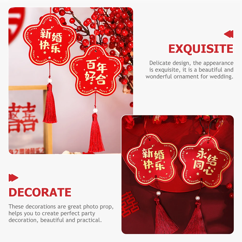 

4pcs Wedding Ornaments Delicate Romantic Wall Hanging Love Embellishment Valentine's Day Baubles Bridal Shower