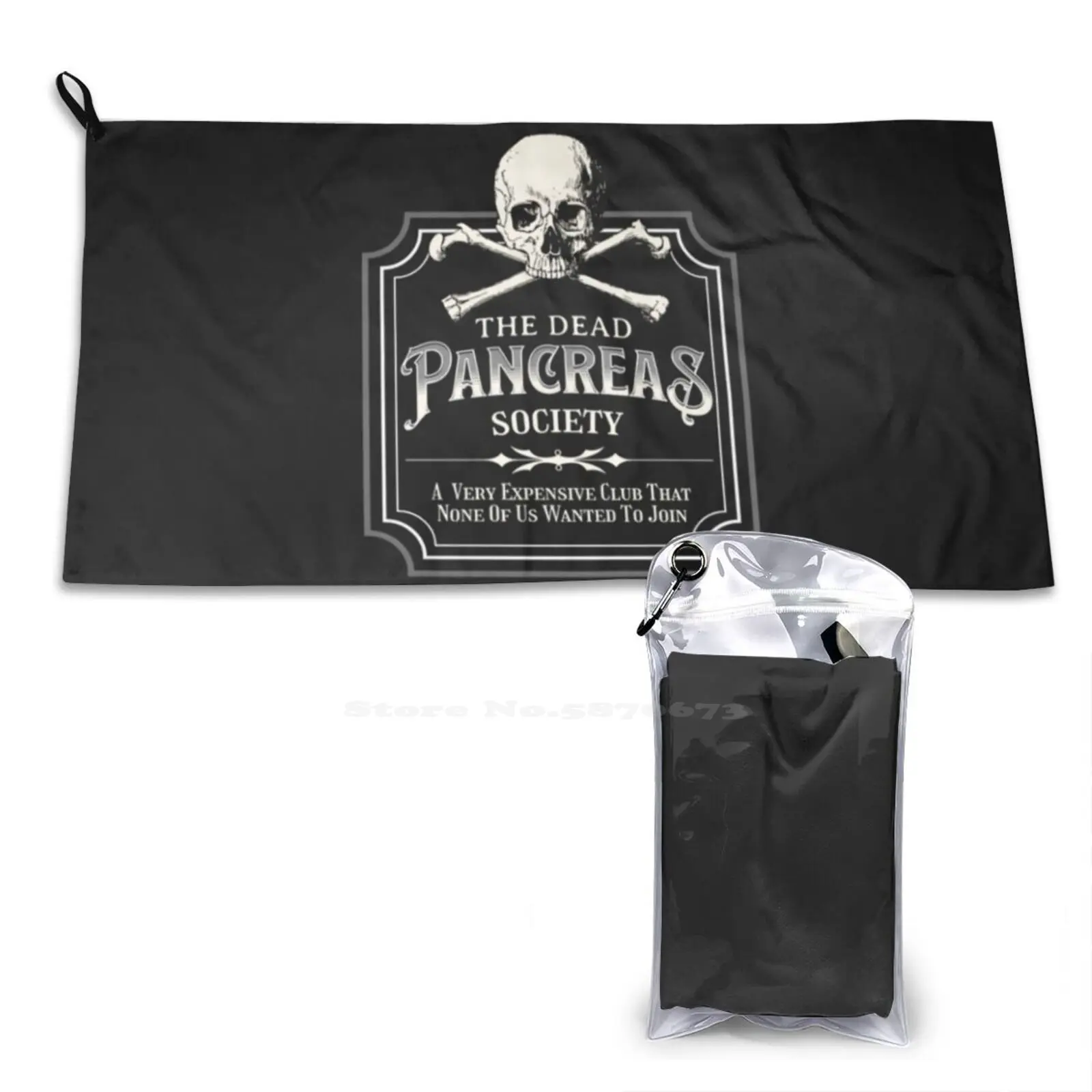 Type One Diabetes Awareness Dead Pancreas Society Fashion Soft Bath Towel Quick Dry Type One Diabetes T1D Dead Pancreas Skull