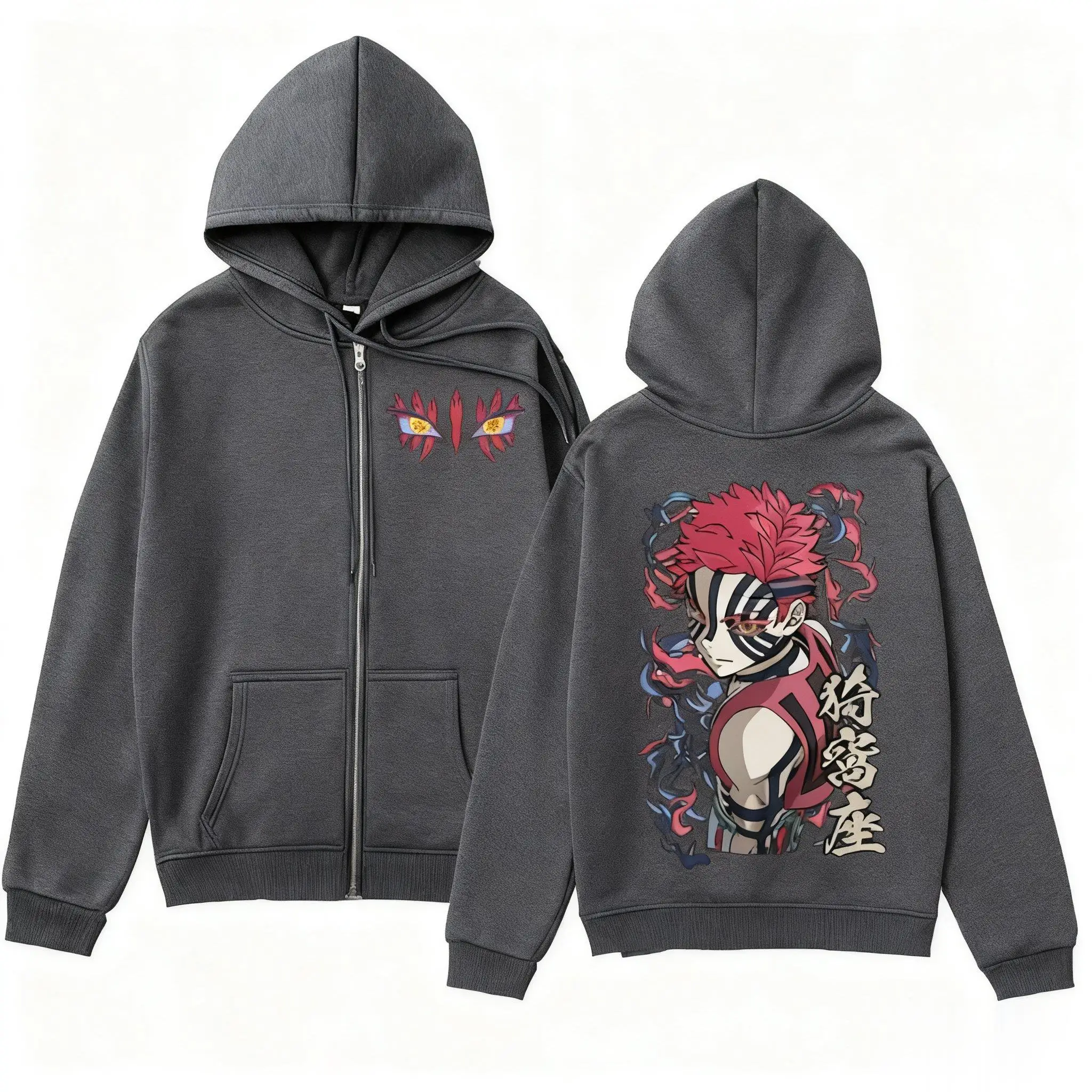 

Anime Zip Up Hoodie Men Women Demon Slayer Streetwear Y2k Autumn Iwakiza Printed Sweatshirt Casual Pullover Long Sleeve Jacket