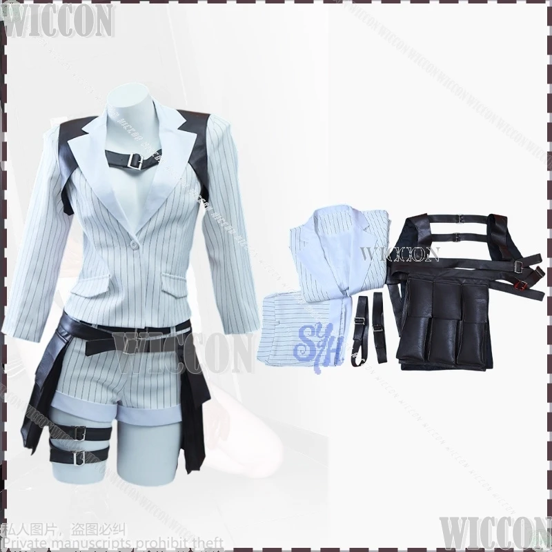 

Devil Ladyyy Game DMCC Cosplay Cry Clothes Punk Sexy V Neck Crop Top Shorts Belt Bandage Jirai Kei Girls Halloween Party Outfit