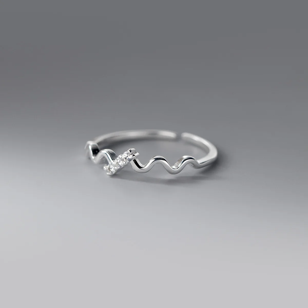 RYJU-anillo ajustable de Plata de Ley 925 con ondas de circón para mujer, joyería romántica, accesorios minimalistas, regalo de fiesta