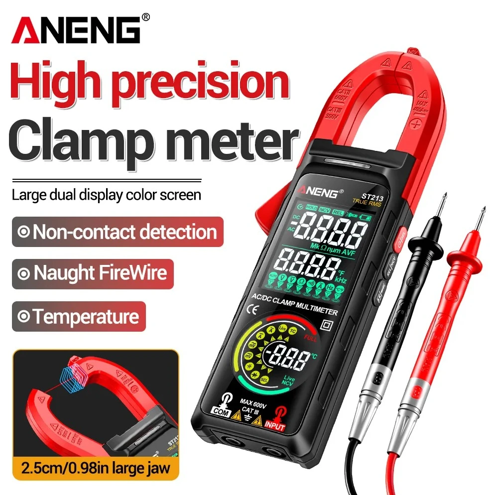 

Multimeter Clamp Meter Reverse Screen Dual Screen Display Digital ANENG ST213 Smart DC/AC Current Electrician Detection Tools
