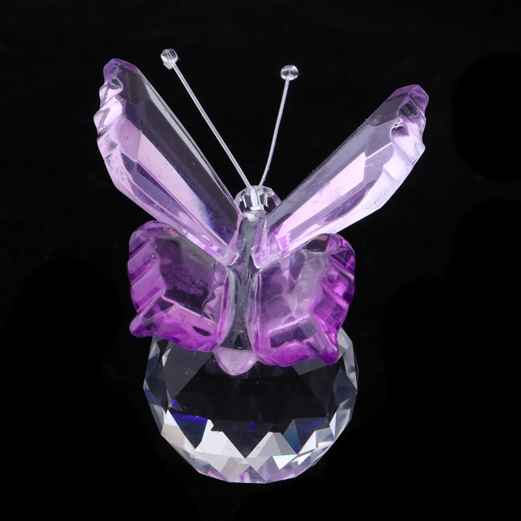Crystal Butterfly Figurine Ornament K9 Glass Animal Collection Paperweight Home Decoration for Wedding and Office Display