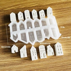 12-hole Houses Silicone Mold Small House Resin Art-Miniature Landscape Plaster Molds Village House Aroma Candle Soap Mould