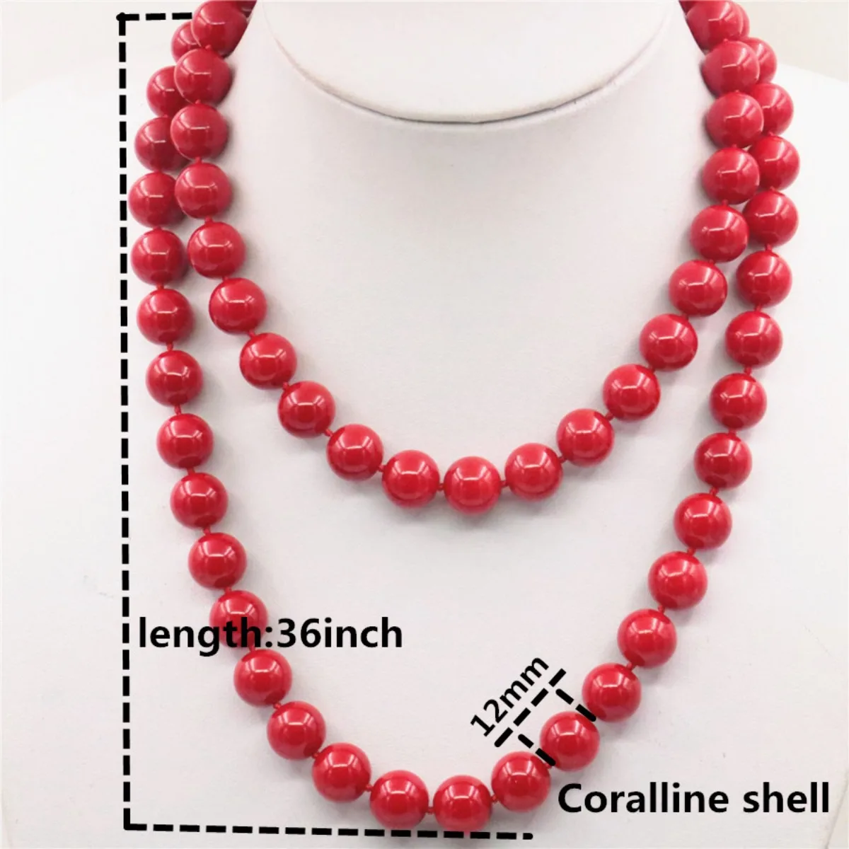 Trendy Accessory Jewelry Beads 10 12mm Red Coral Necklace Wholesale Balls DIY Girl Women Gifts Female Hand Made Ornaments 36inch