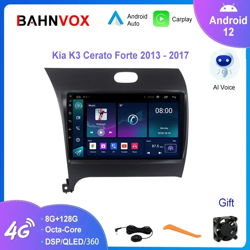 

9" Android 12.0 Car Radio For Kia Cerato 3 Forte 2013-2016 Multimedia Video Player Navigation GPS Carplay Stereo Head Unit 2din