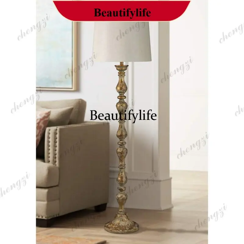 M138 French rural pastoral retro solid wood gold foil old bed and breakfast living room sofa light hotel lobby bedroom