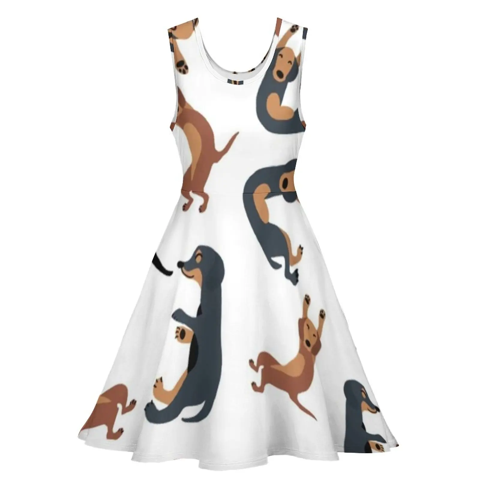 Платье с рисунком таксы, осеннее платье для девочек