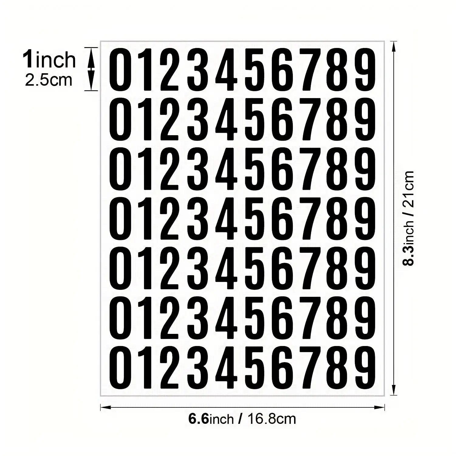5 Sheets 1in Waterproof Self-Adhesive Number Stickers, Vinyl Digital Labels for Mailbox Door Numbers, Office School Home Use