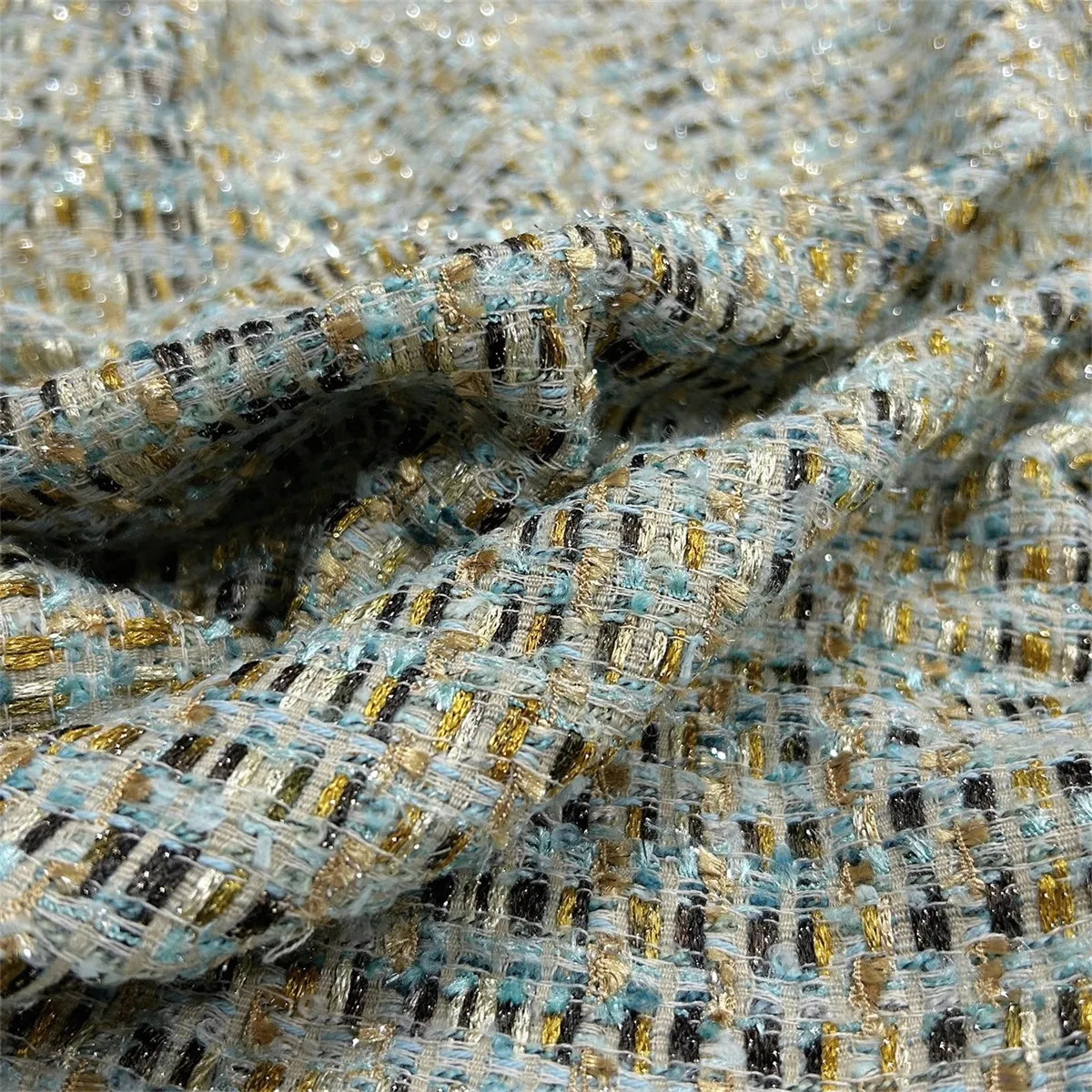 1yard Coarse flower small fragrant wind tissu Light luxury Light luxury wool weaving fabric Designer jacket fabric for clothing