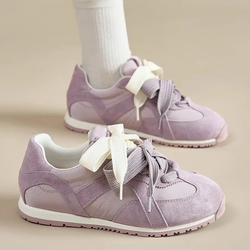 Purple Genuine Leather Casual Women's Shoes 2026 Spring/Summer New Style Versatile, Trendy and Breathable Sneaker Shoes，35-40