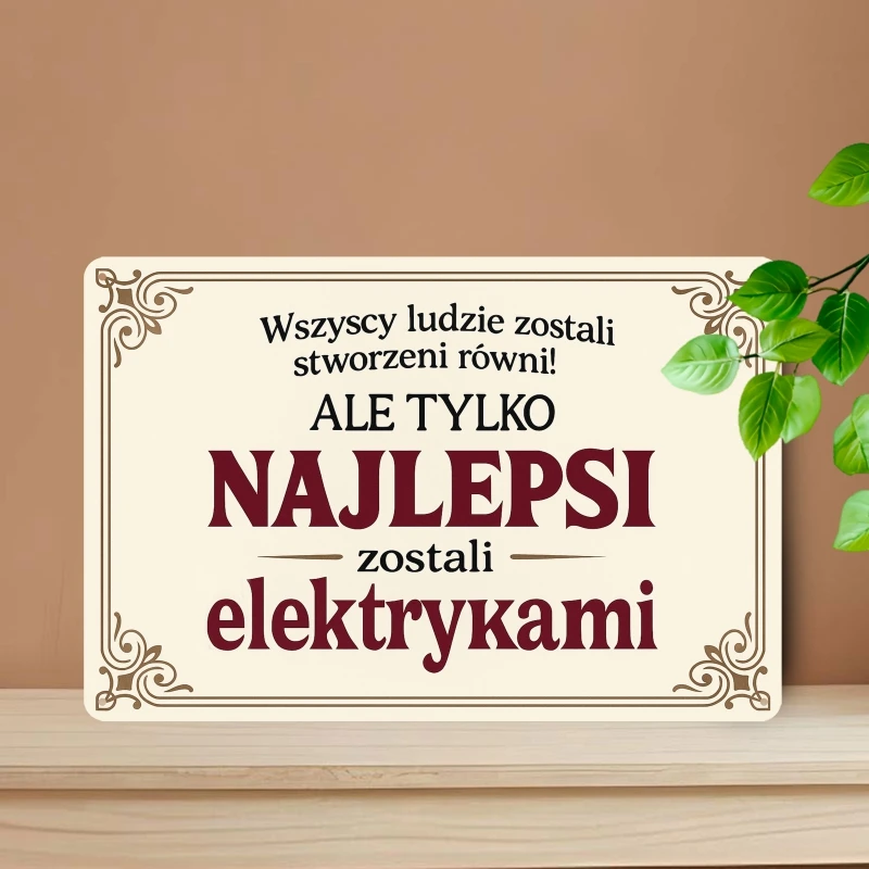 2D Flat, 1pc Electrician-Themed Polish Language Metal Wall Sign - Polish Trade Organization Plaque, Iron Electrician Pride Displ