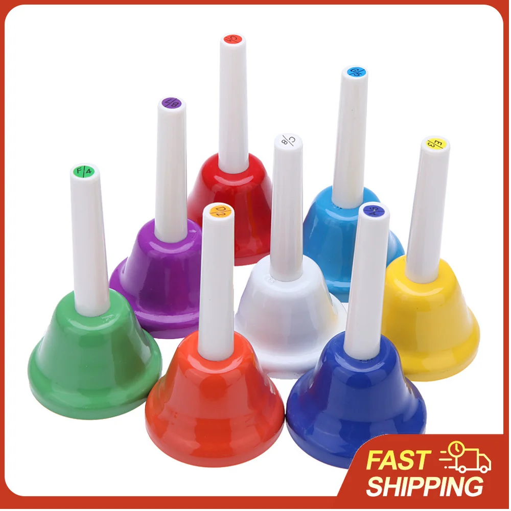 

Набор металлических колокольчиков на 8 нот, разноцветные, с номерами, музыкальный инструмент для детей, подарок для музыкального образования, для вечеринок