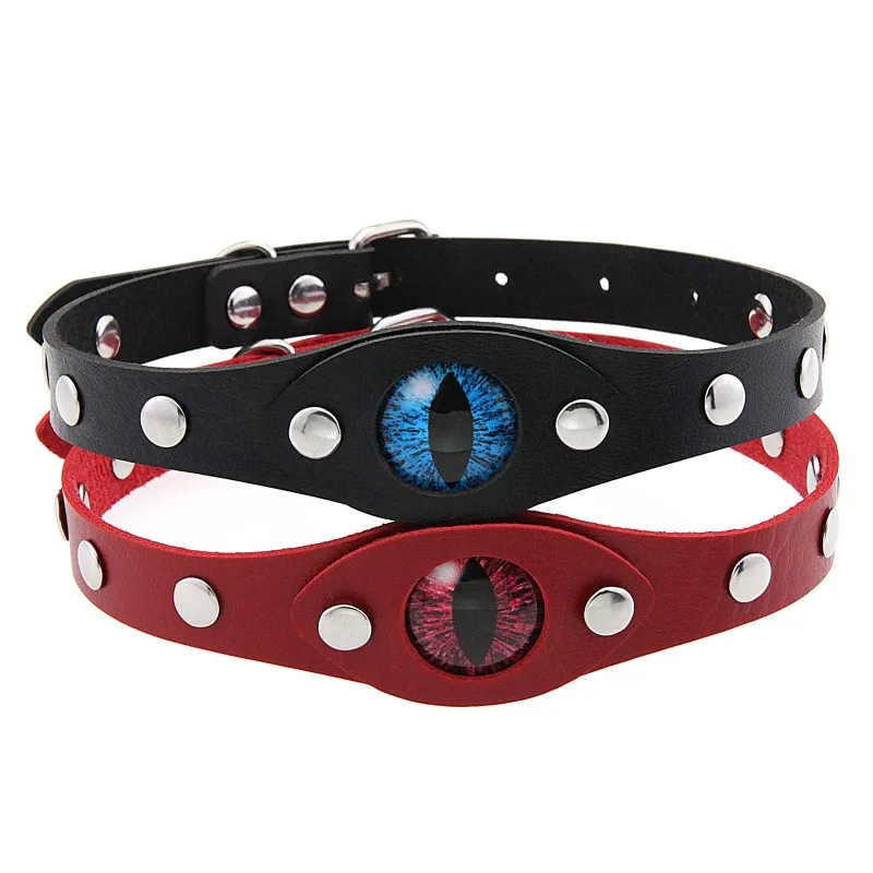 Decopunk Punk Gothic Verschillende Daemon Rode Leerling Individualiteit Rock En Roll Verstelbare Blue Tear Choker Lederen Hanger