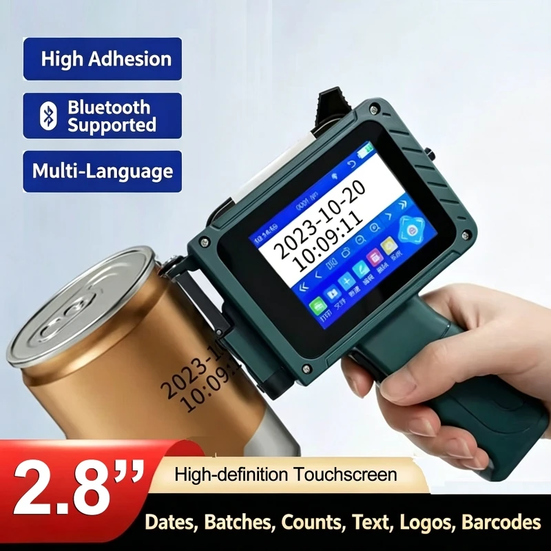 Smart Handheld Inkjet Printerr 2-12mm Adjustable Print Height Coding Machine for QR Barcode Logo Image Date Text Printing