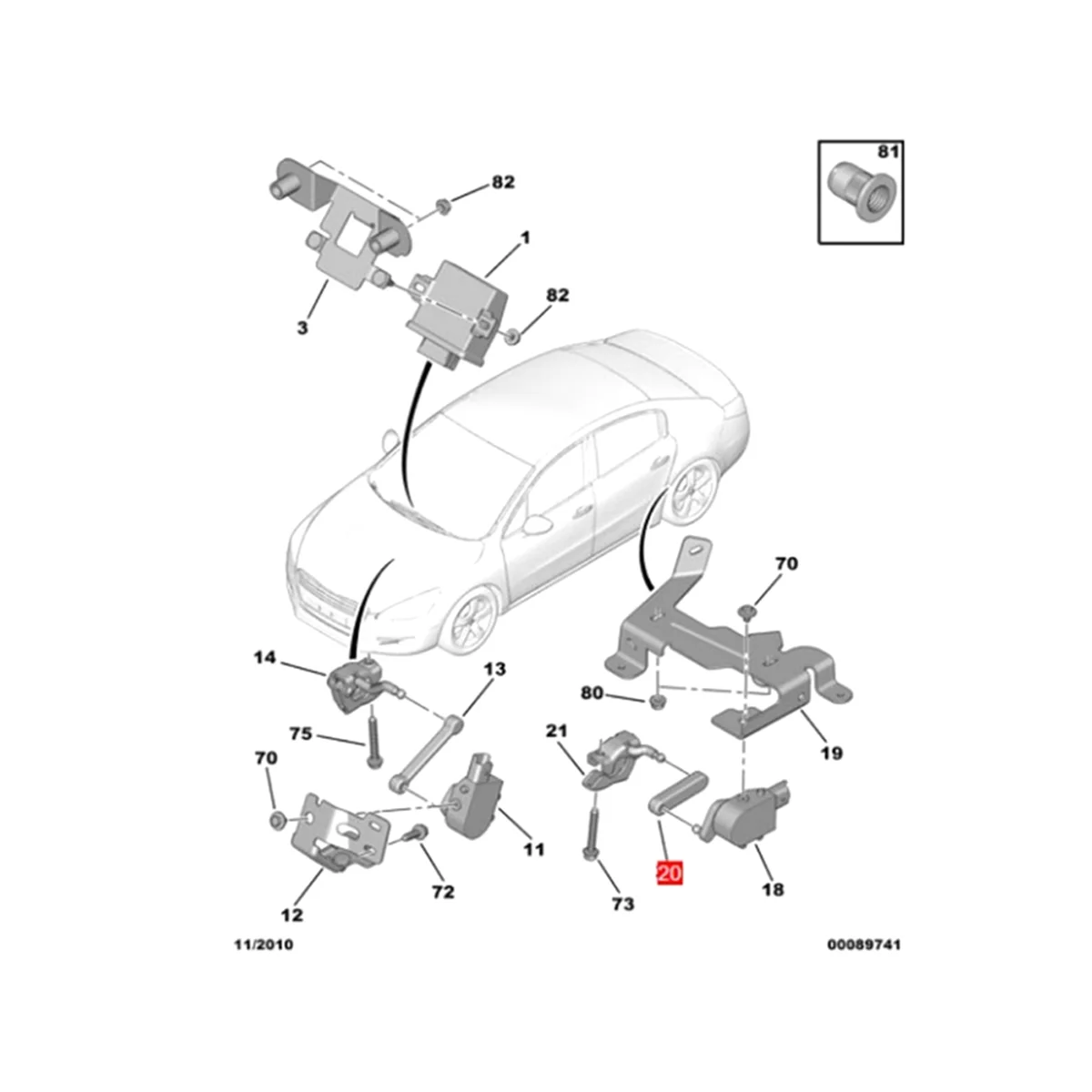 URAZL High Quality Car Angle Sensor Link 527381 for Peugeot 407 Citroen C6