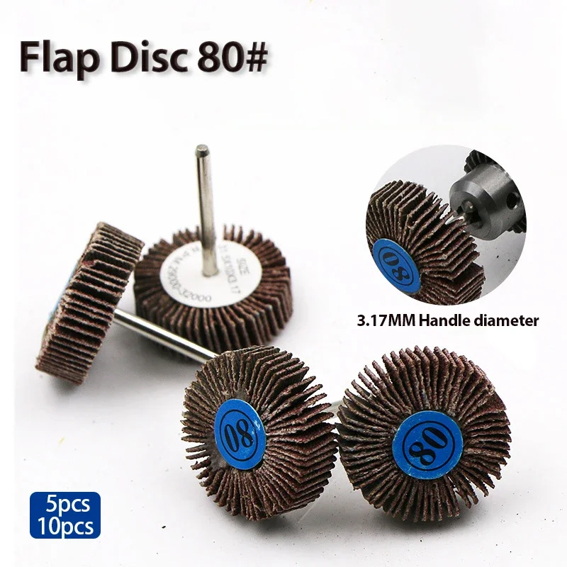 

5/10pcs Louver 80 Grit Grinding Sanding Sandpaper Flap Wheel Discs 3.0mm Shank Shutter Polishing Wheel For Dremel Rotary Tools