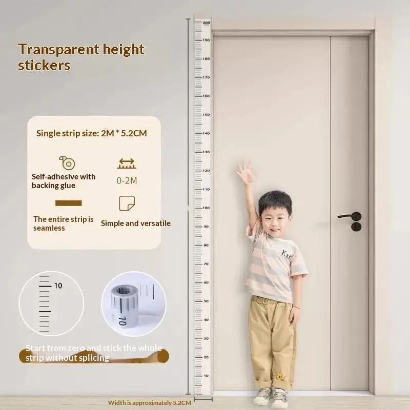 2m Wall Height Measurement Card - Easy-to-Read Durable PVC Material Writeable & Removable Ideal For Room Decor Wall Decorations