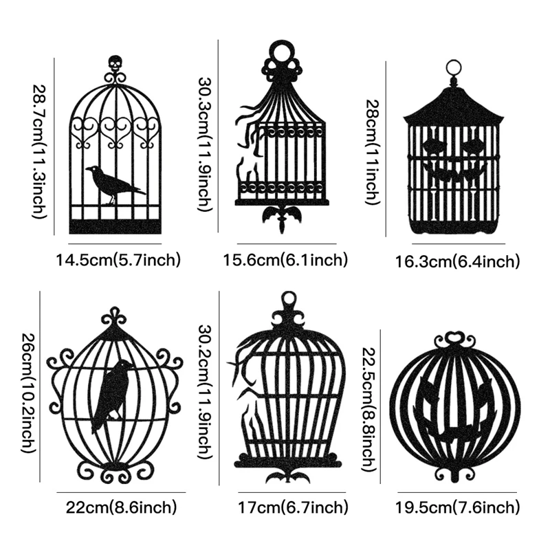 Guirxiété de Bannière en Papier pour Halloween, Corbeau Noir, Cage à Oiseaux, Décoration Intérieure de Maison, Accessoires d'Horreur